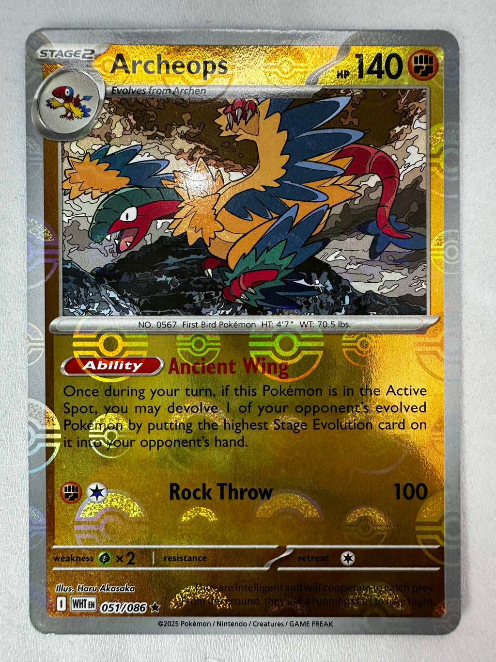 Archeops 051/086 Reverse Holo Rare Masterball (EN) White Flare